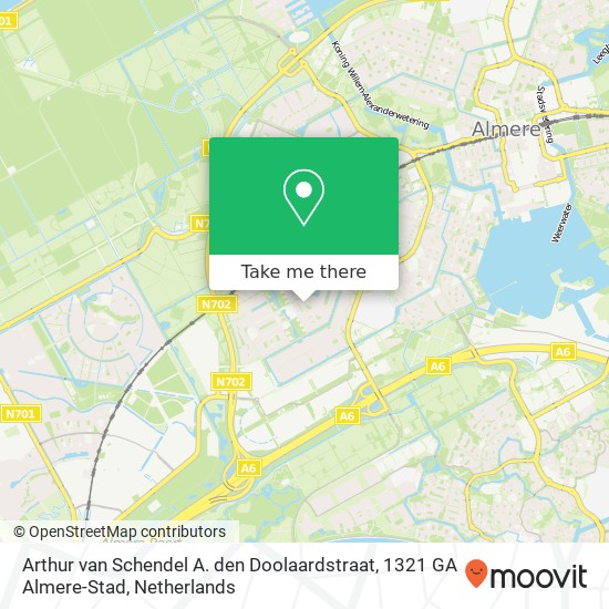 Arthur van Schendel A. den Doolaardstraat, 1321 GA Almere-Stad Karte