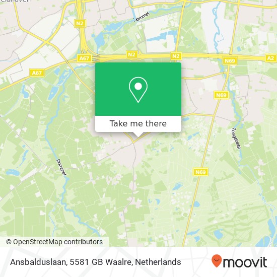 Ansbalduslaan, 5581 GB Waalre map