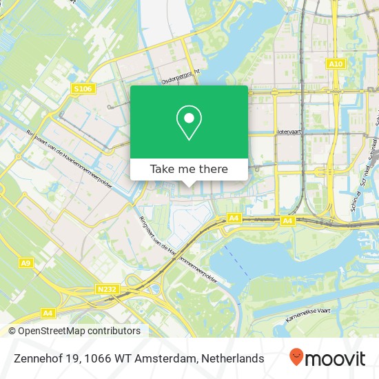 Zennehof 19, 1066 WT Amsterdam Karte