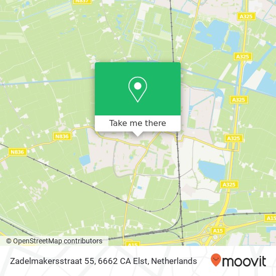 Zadelmakersstraat 55, 6662 CA Elst Karte