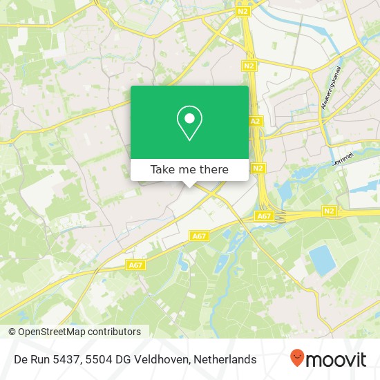 De Run 5437, 5504 DG Veldhoven Karte