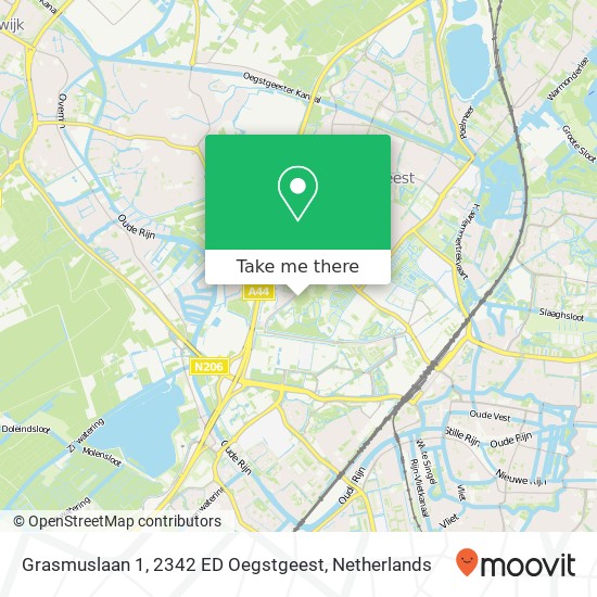 Grasmuslaan 1, 2342 ED Oegstgeest Karte