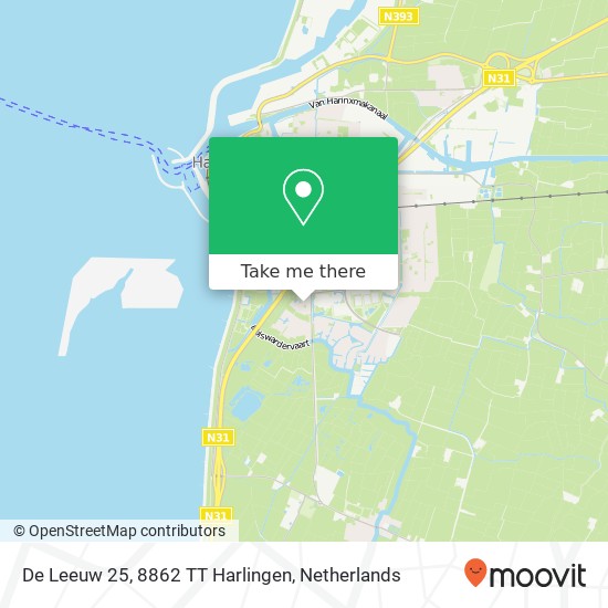 De Leeuw 25, 8862 TT Harlingen Karte