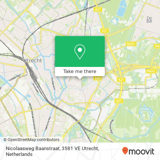 Nicolaasweg Baanstraat, 3581 VE Utrecht Karte