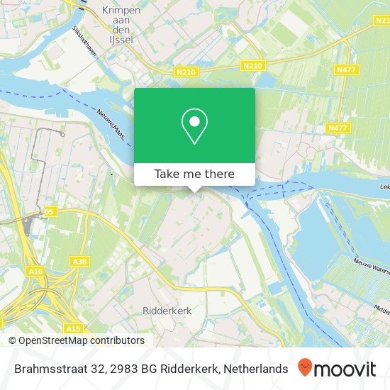 Brahmsstraat 32, 2983 BG Ridderkerk Karte