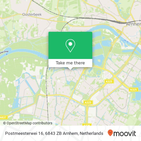 Postmeesterwei 16, 6843 ZB Arnhem map
