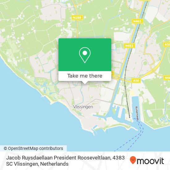 Jacob Ruysdaellaan President Rooseveltlaan, 4383 SC Vlissingen Karte