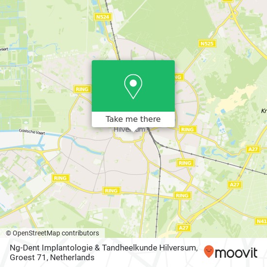 Ng-Dent Implantologie & Tandheelkunde Hilversum, Groest 71 map