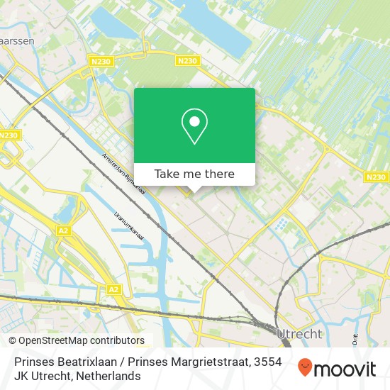 Prinses Beatrixlaan / Prinses Margrietstraat, 3554 JK Utrecht map