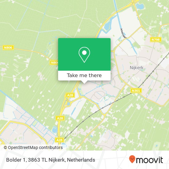 Bolder 1, 3863 TL Nijkerk map