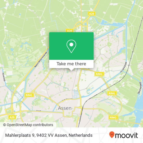 Mahlerplaats 9, 9402 VV Assen Karte