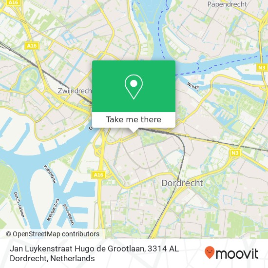Jan Luykenstraat Hugo de Grootlaan, 3314 AL Dordrecht map