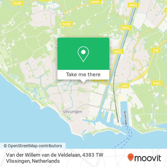 Van der Willem van de Veldelaan, 4383 TW Vlissingen map