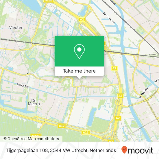 Tijgerpagelaan 108, 3544 VW Utrecht map