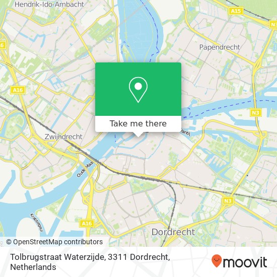 Tolbrugstraat Waterzijde, 3311 Dordrecht map