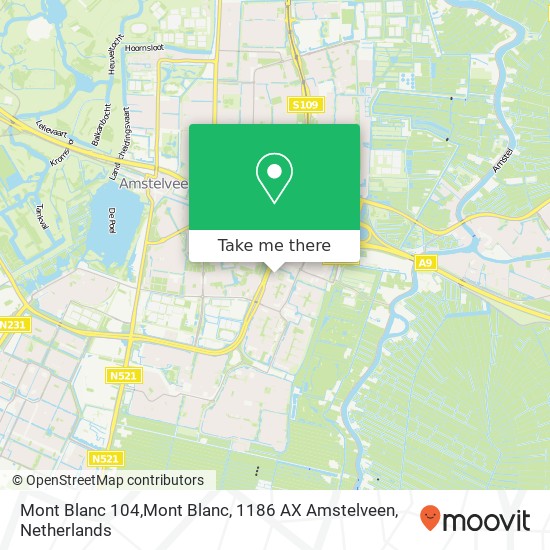 Mont Blanc 104,Mont Blanc, 1186 AX Amstelveen Karte