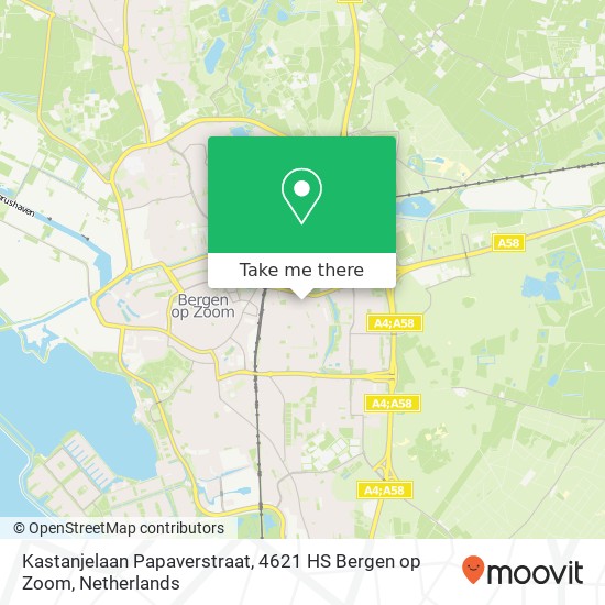 Kastanjelaan Papaverstraat, 4621 HS Bergen op Zoom Karte