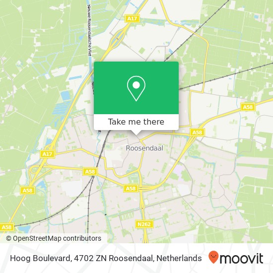 Hoog Boulevard, 4702 ZN Roosendaal Karte