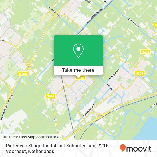 Pieter van Slingerlandstraat Schoutenlaan, 2215 Voorhout map