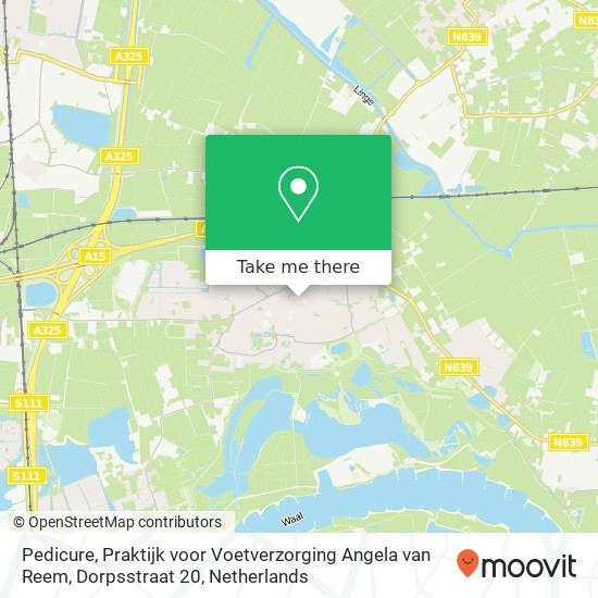 Pedicure, Praktijk voor Voetverzorging Angela van Reem, Dorpsstraat 20 map