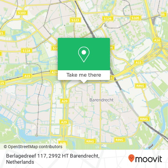 Berlagedreef 117, 2992 HT Barendrecht map
