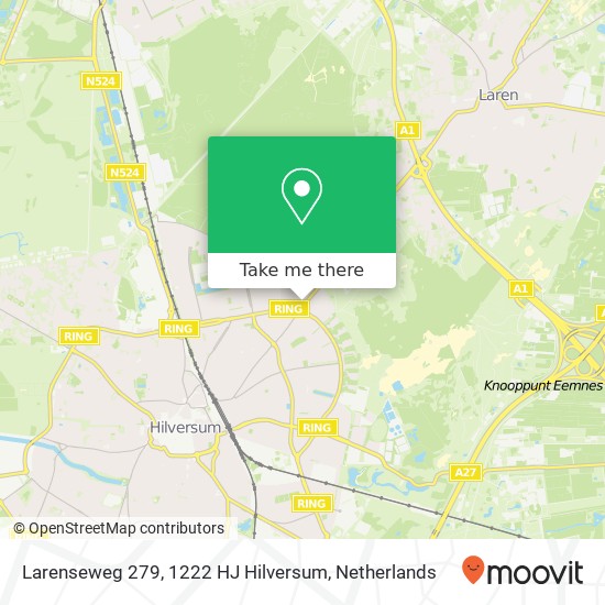 Larenseweg 279, 1222 HJ Hilversum Karte