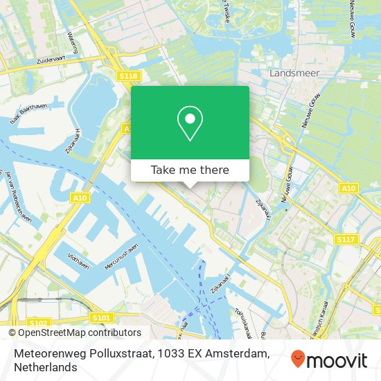 Meteorenweg Polluxstraat, 1033 EX Amsterdam map