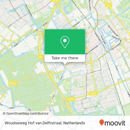 Woudseweg Hof van Delftstraat map