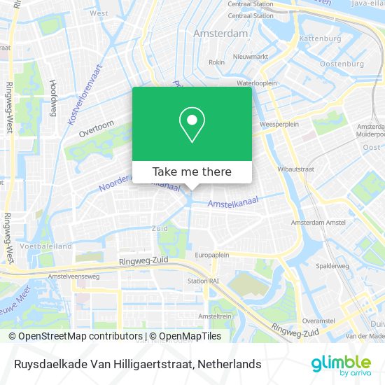 Ruysdaelkade Van Hilligaertstraat map