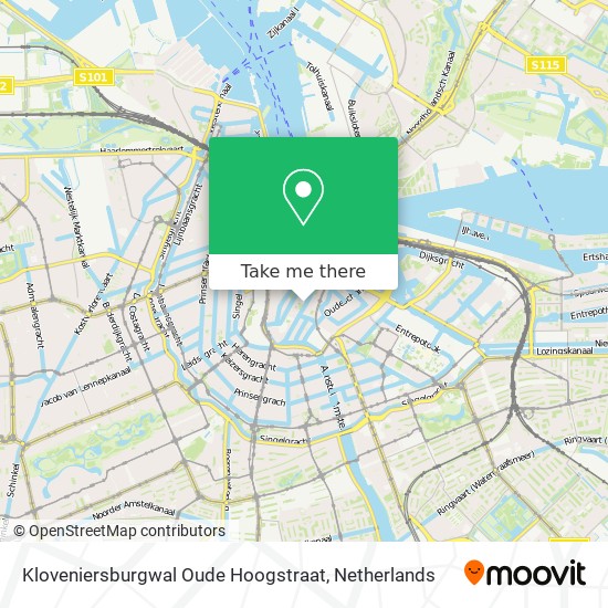 Kloveniersburgwal Oude Hoogstraat map