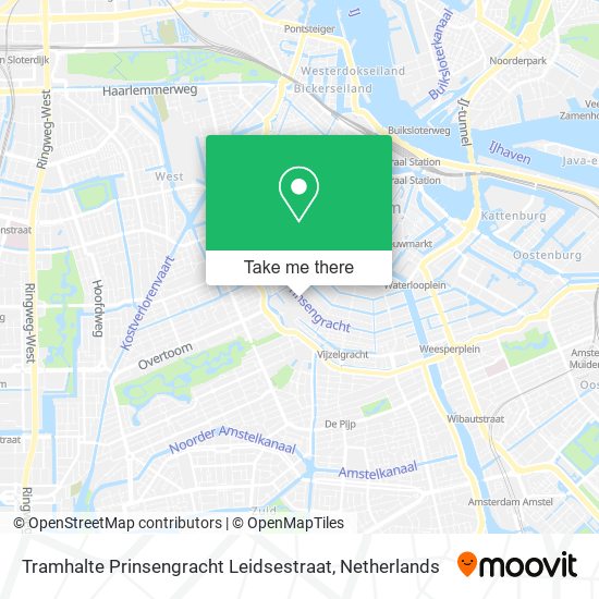 Tramhalte Prinsengracht Leidsestraat Karte