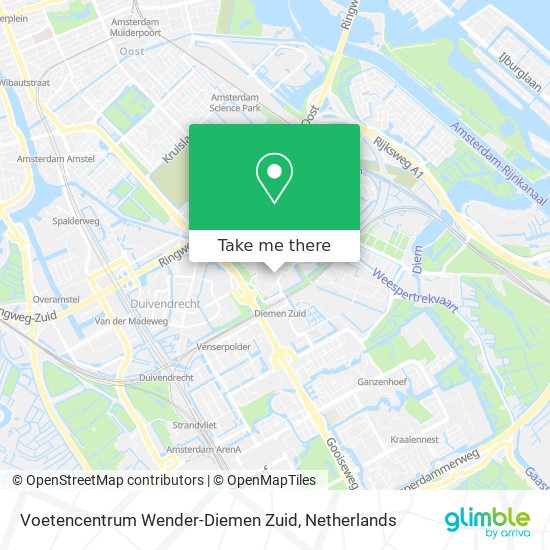 Voetencentrum Wender-Diemen Zuid Karte