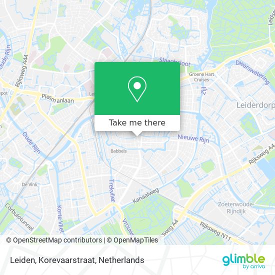 Leiden, Korevaarstraat Karte