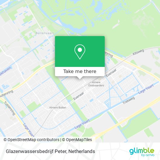 Glazenwassersbedrijf Peter map