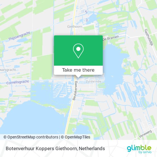 Botenverhuur Koppers Giethoorn map