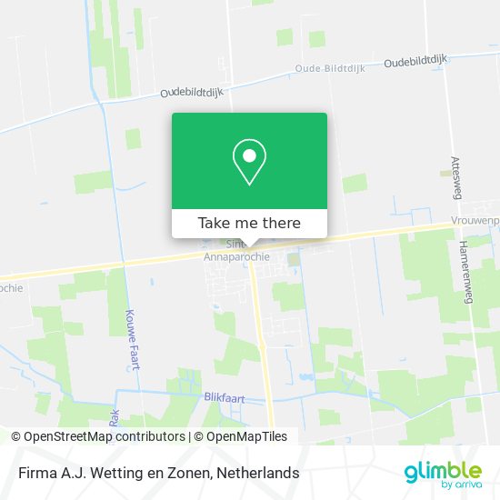 Firma A.J. Wetting en Zonen map