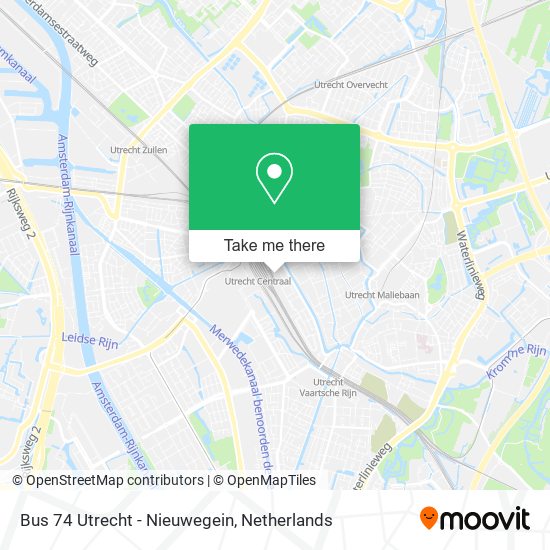 Bus 74 Utrecht -  Nieuwegein map