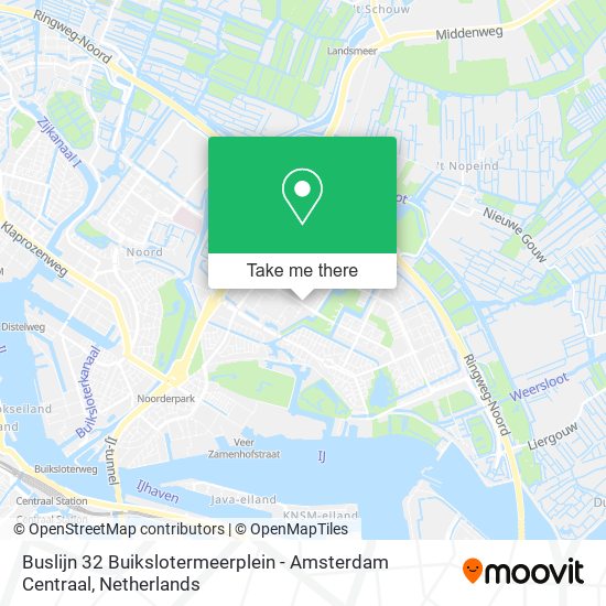 Buslijn 32 Buikslotermeerplein - Amsterdam Centraal map