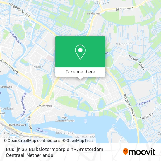 Buslijn 32 Buikslotermeerplein - Amsterdam Centraal map