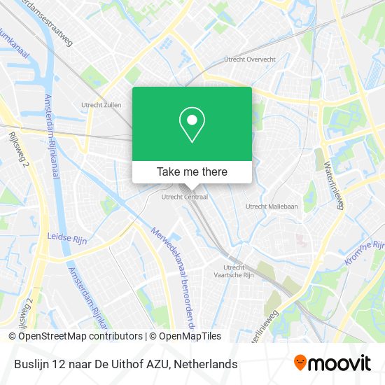 Buslijn 12 naar De Uithof AZU map