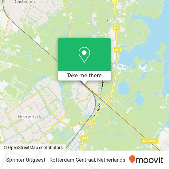 Sprinter Uitgeest - Rotterdam Centraal map