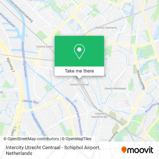 Intercity Utrecht Centraal - Schiphol Airport map