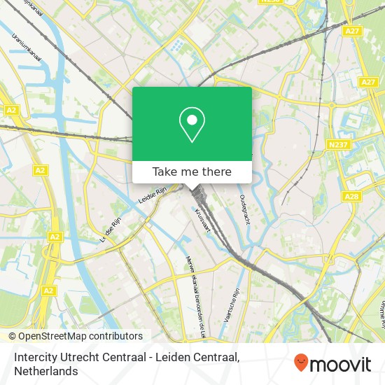 Intercity Utrecht Centraal - Leiden Centraal map