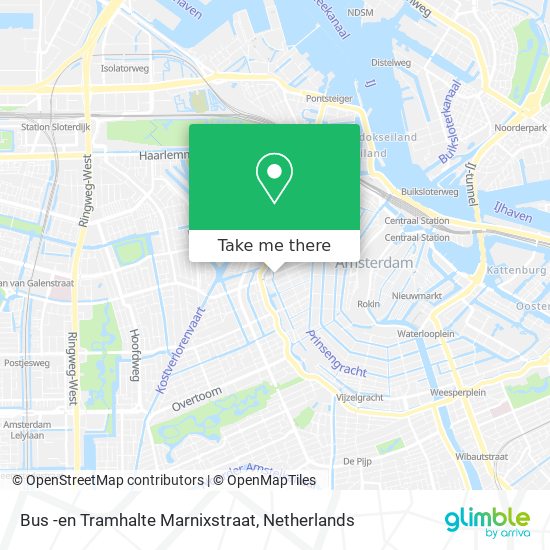 Bus -en Tramhalte Marnixstraat Karte