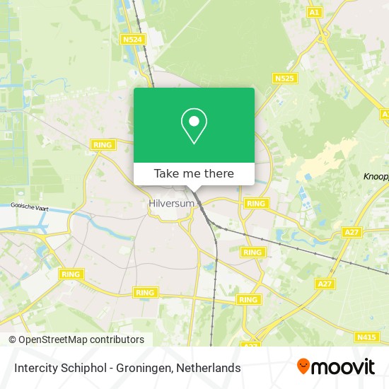 Intercity Schiphol - Groningen map