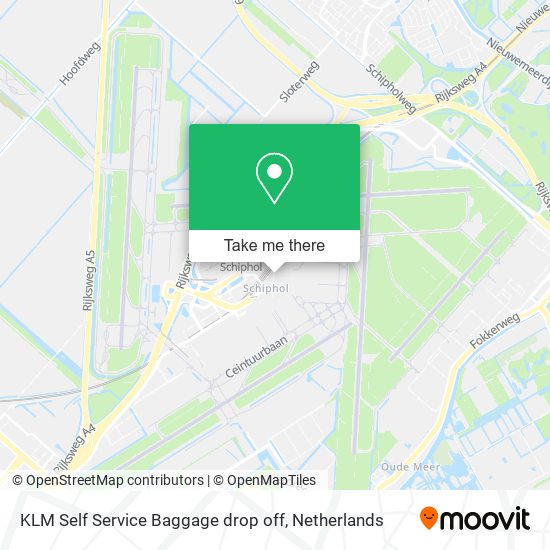 KLM Self Service Baggage drop off map