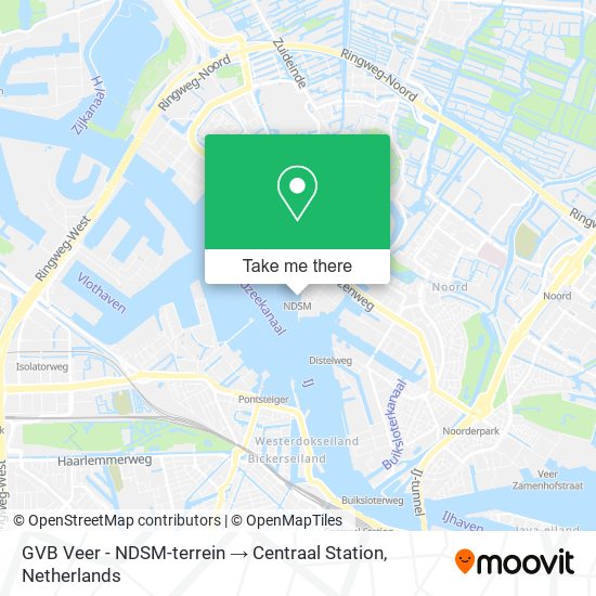 GVB Veer - NDSM-terrein → Centraal Station Karte