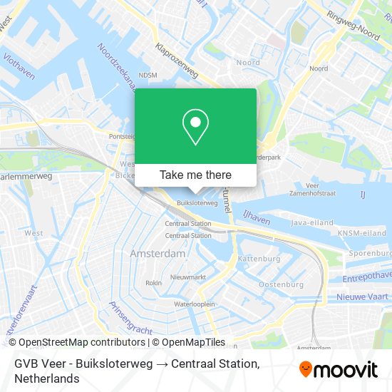 GVB Veer - Buiksloterweg → Centraal Station map