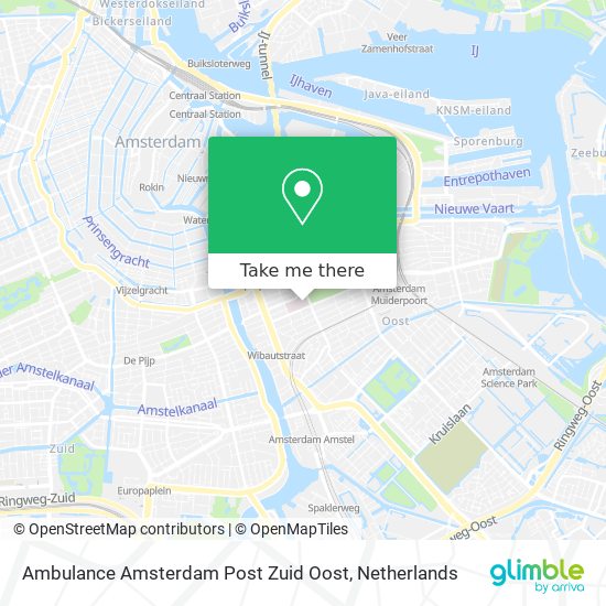 Ambulance Amsterdam Post Zuid Oost map