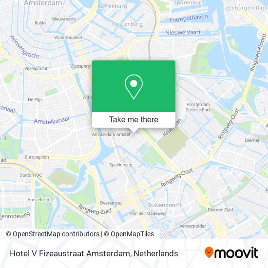 Hotel V Fizeaustraat Amsterdam map